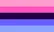 A rectangular flag with five equal width horizontal stripes: pink, a darker pink, dark purple, bluish purple, light bluish purple